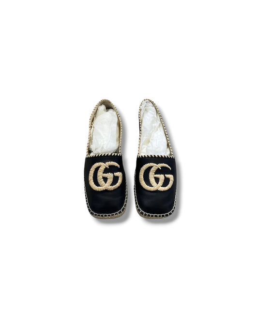 Gucci Embroidered GG Espadrilles Black Leather | Size EU 37