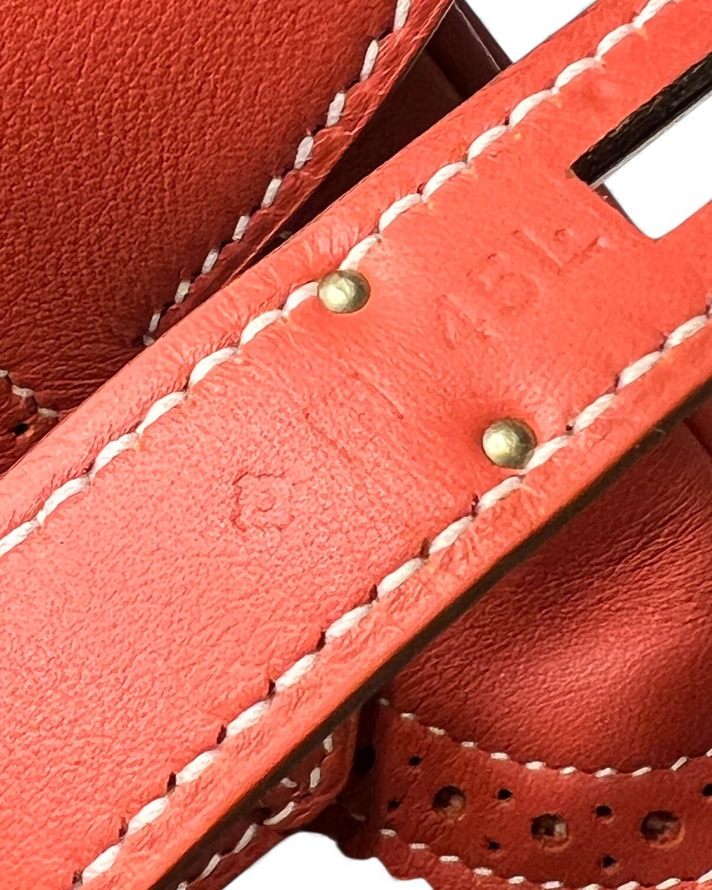 Hermès Birkin 35 Ghillies – Sanguine Swift with Toile Panels, Palladium Hardware – 2015 (T Stamp)