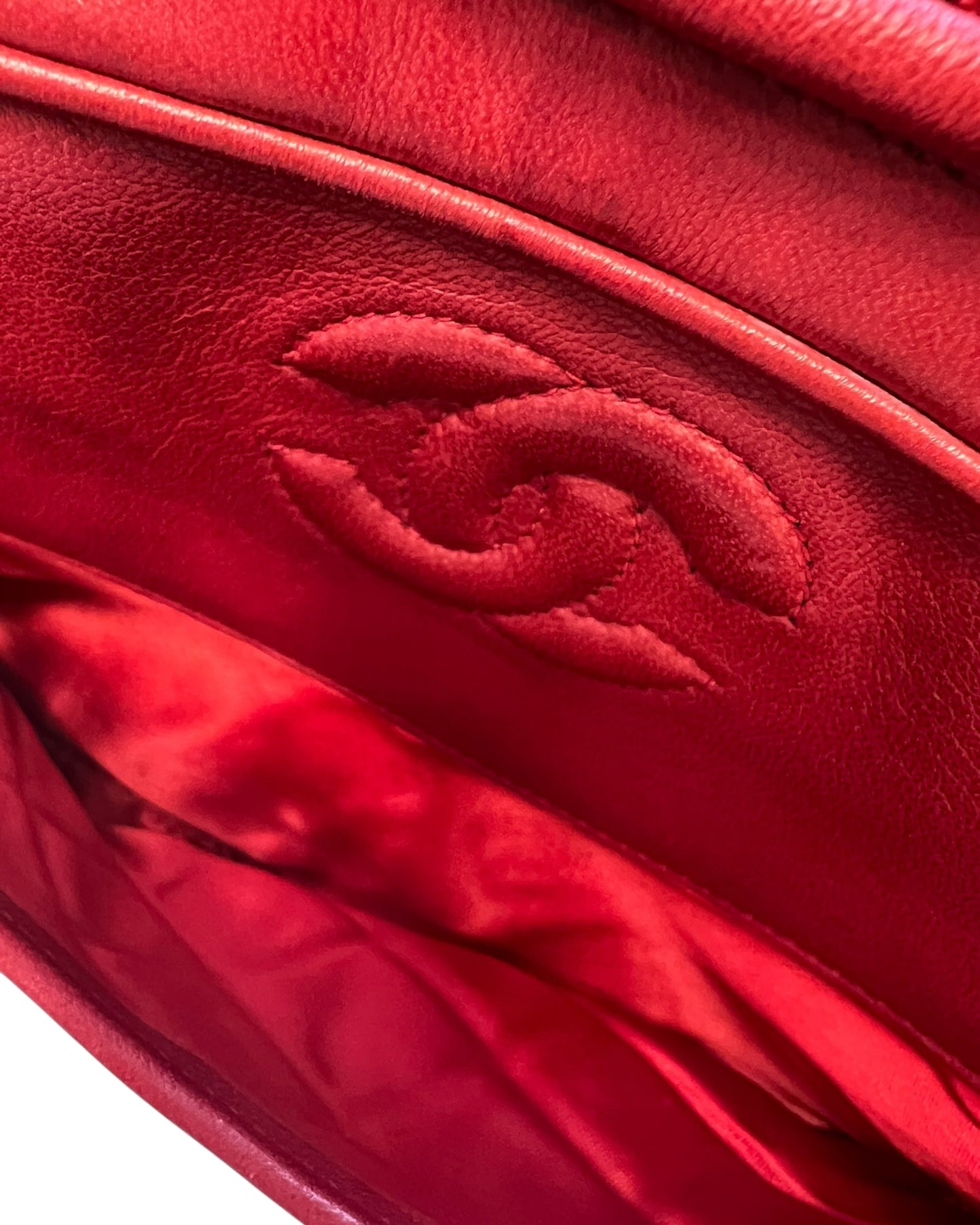 CHANEL Vintage “Camera” Bag with Fringe - Red