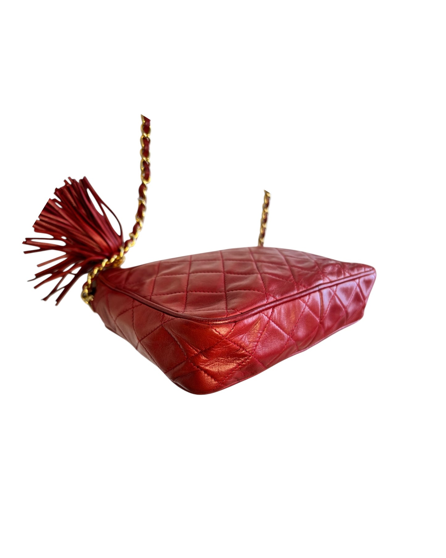 CHANEL Vintage “Camera” Bag with Fringe - Red
