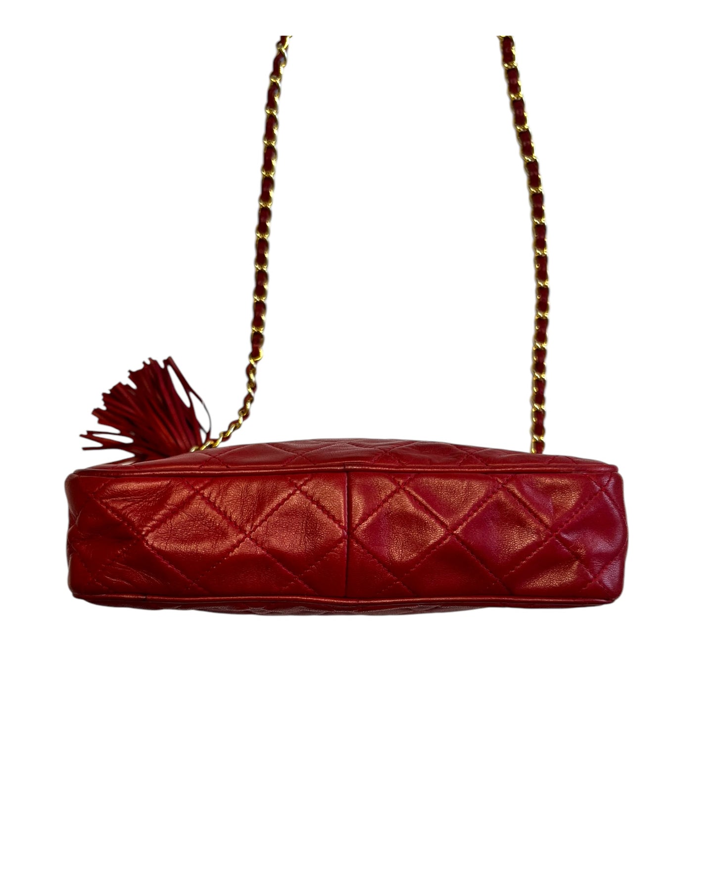 CHANEL Vintage “Camera” Bag with Fringe - Red