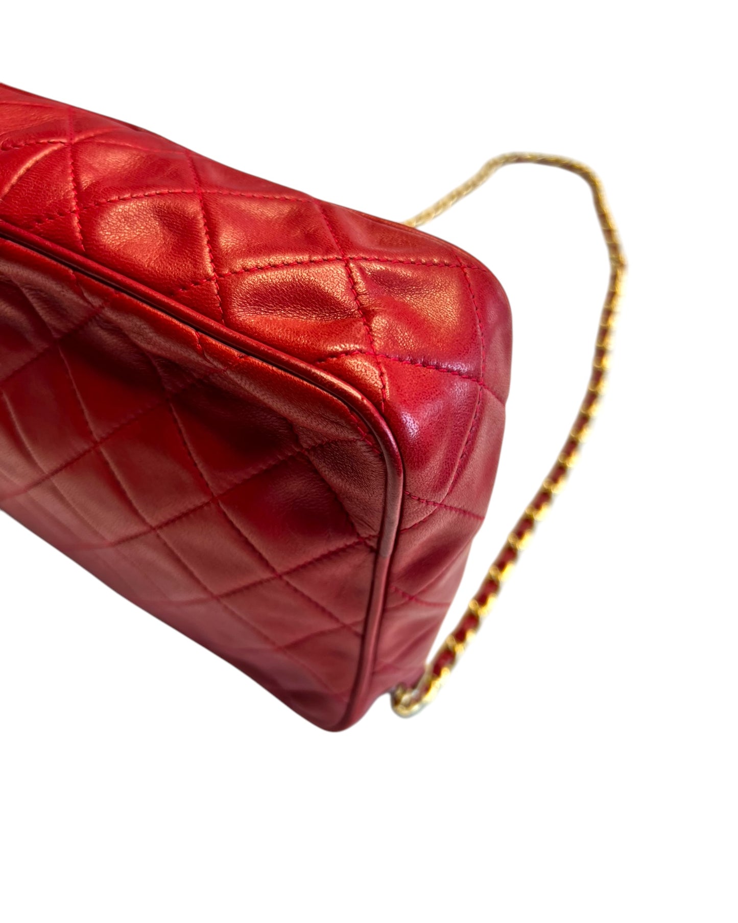 CHANEL Vintage “Camera” Bag with Fringe - Red