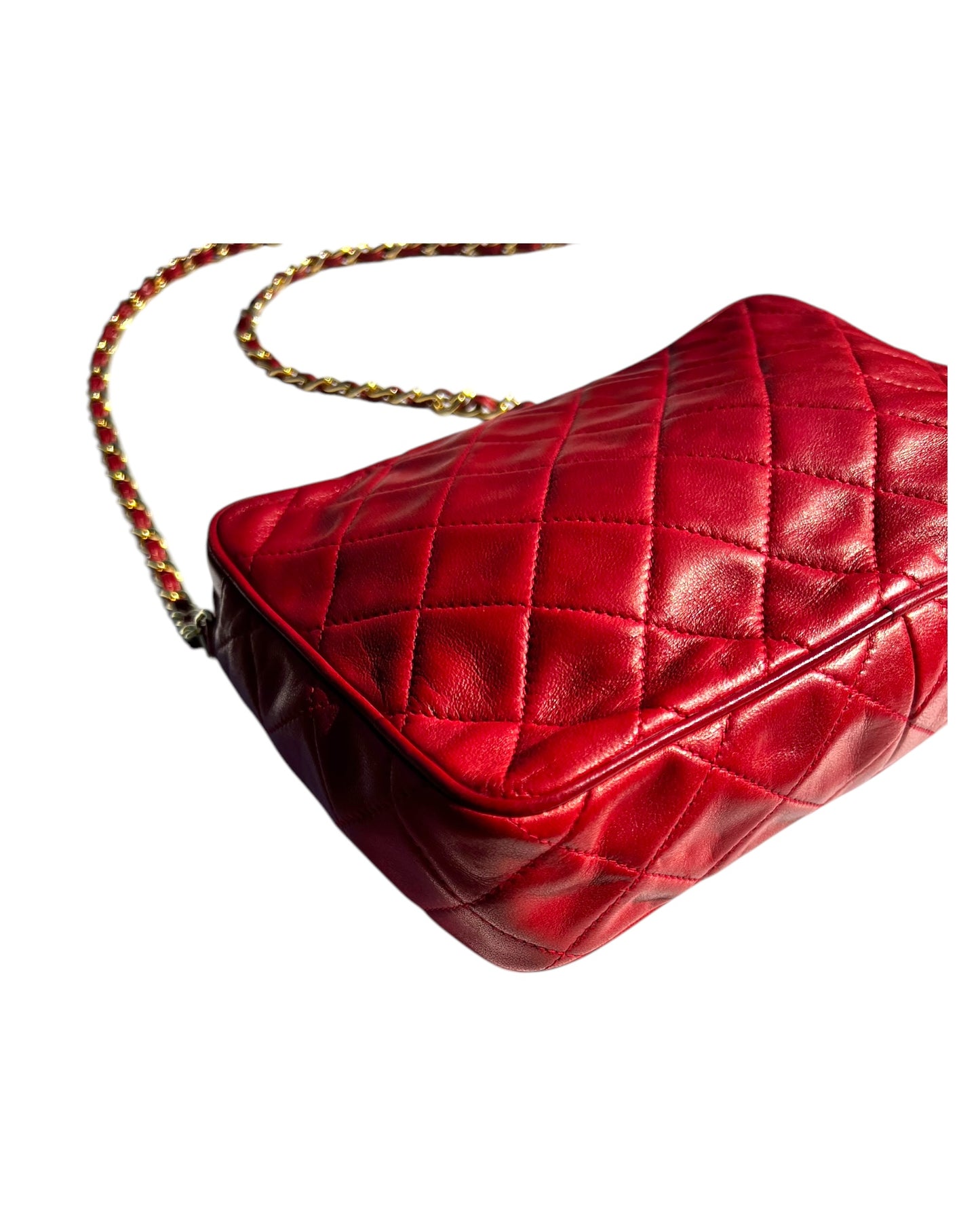 CHANEL Vintage “Camera” Bag with Fringe - Red