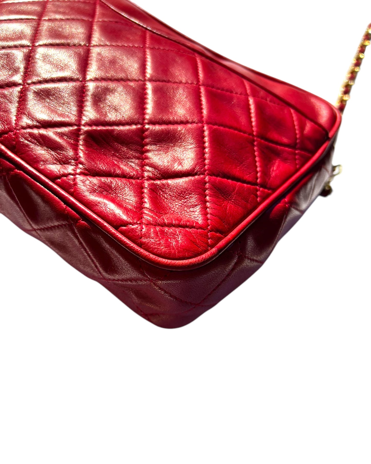 CHANEL Vintage “Camera” Bag with Fringe - Red