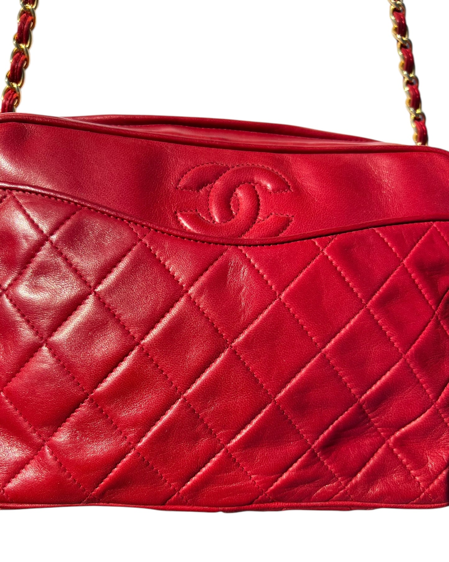 CHANEL Vintage “Camera” Bag with Fringe - Red