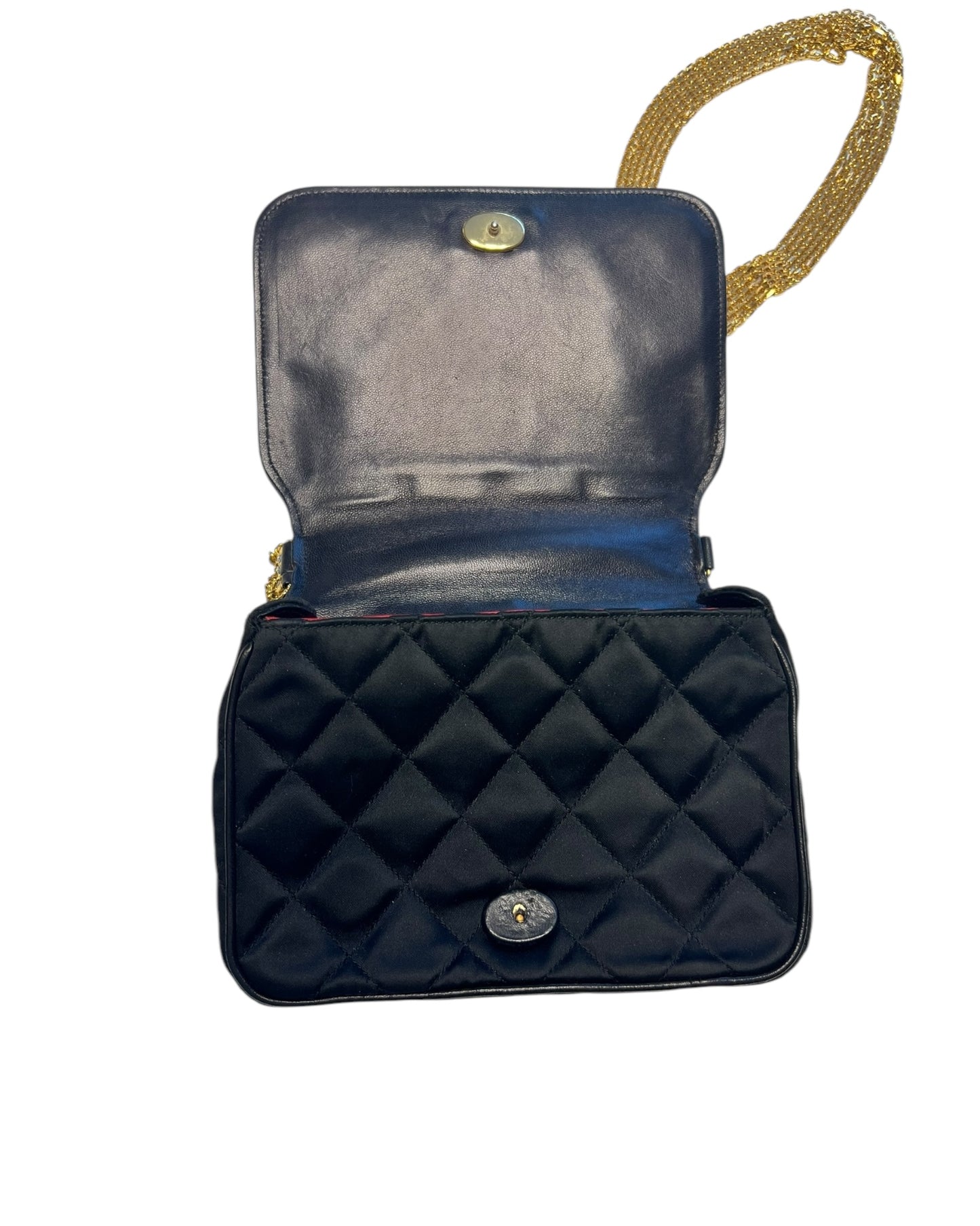 CHANEL Vintage Quilted Silk & Strass Evening Bag