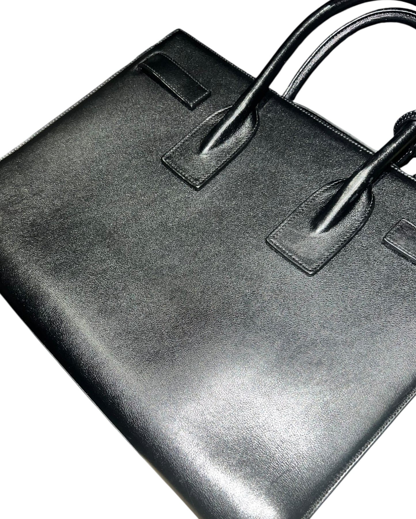 Saint Laurent Medium Sac de Jour | Black Smooth Leather | Gold Hardware - The Luxury Savvy