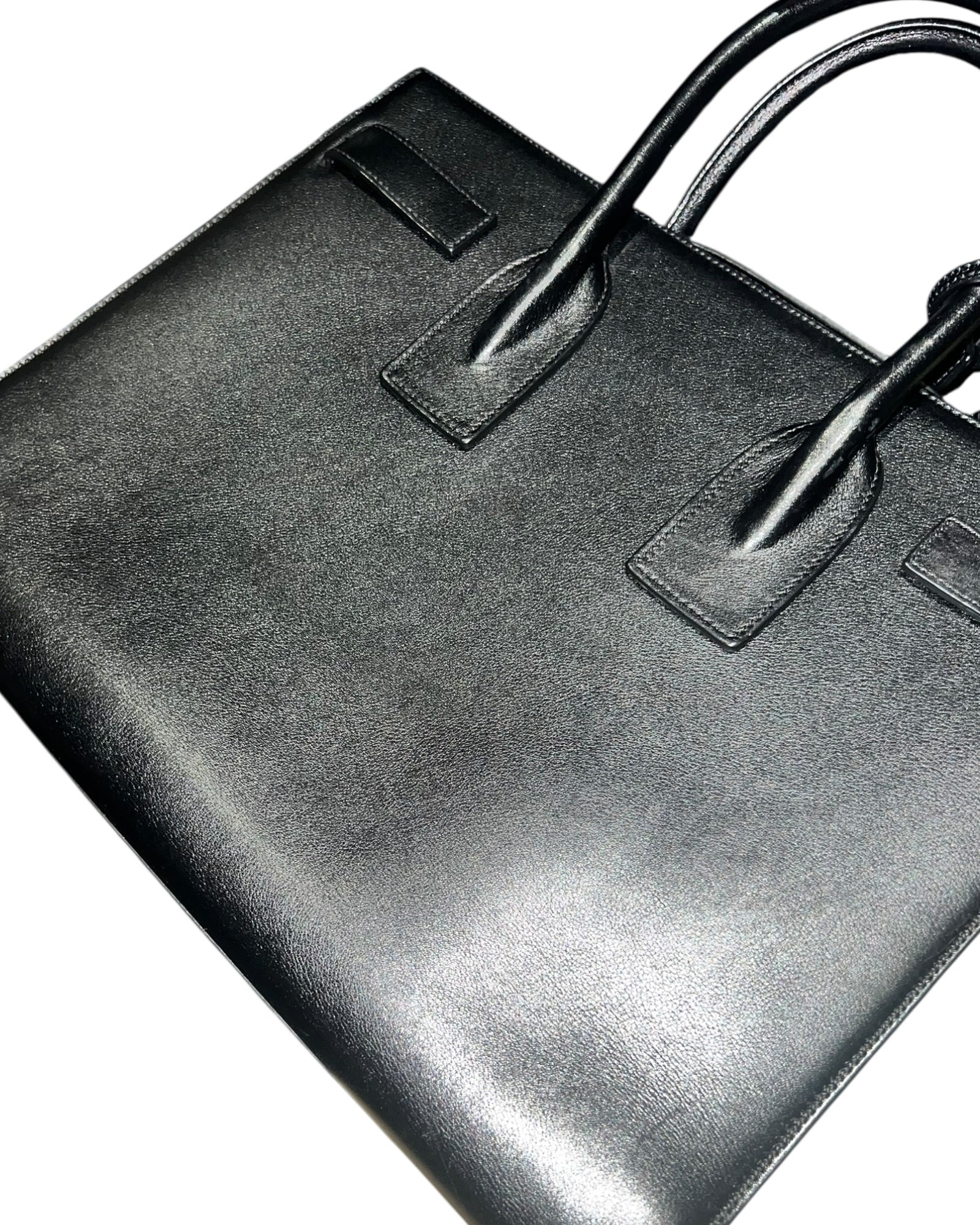 Saint Laurent Medium Sac de Jour | Black Smooth Leather | Gold Hardware - The Luxury Savvy