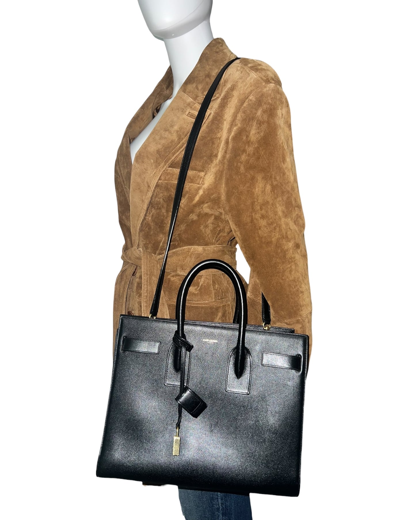 Saint Laurent Medium Sac de Jour | Black Smooth Leather | Gold Hardware - The Luxury Savvy