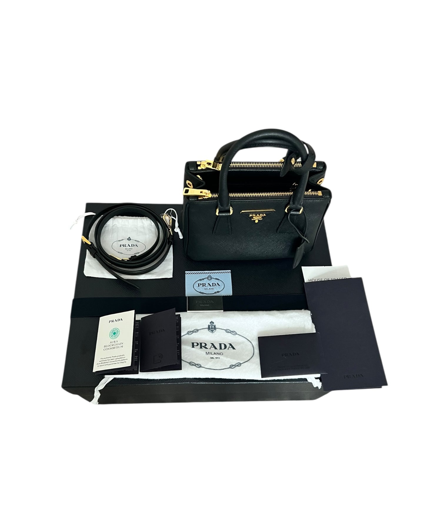 Prada Galleria Mini Bag in Black Saffiano Leather – Pristine Condition - Full Set