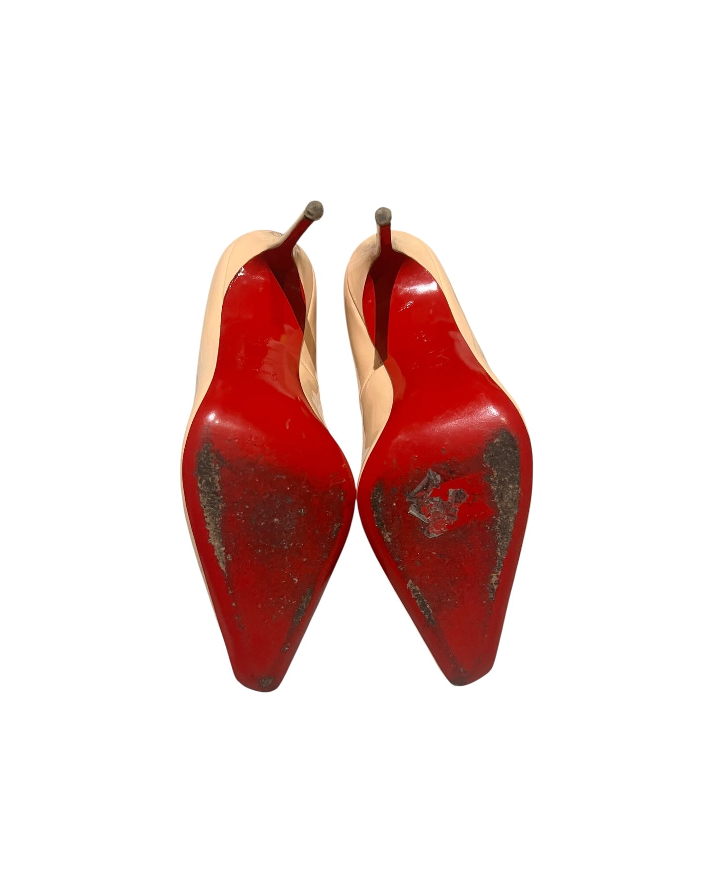 Christian Louboutin Nude Patent Heels | Size 38 - The Luxury Savvy