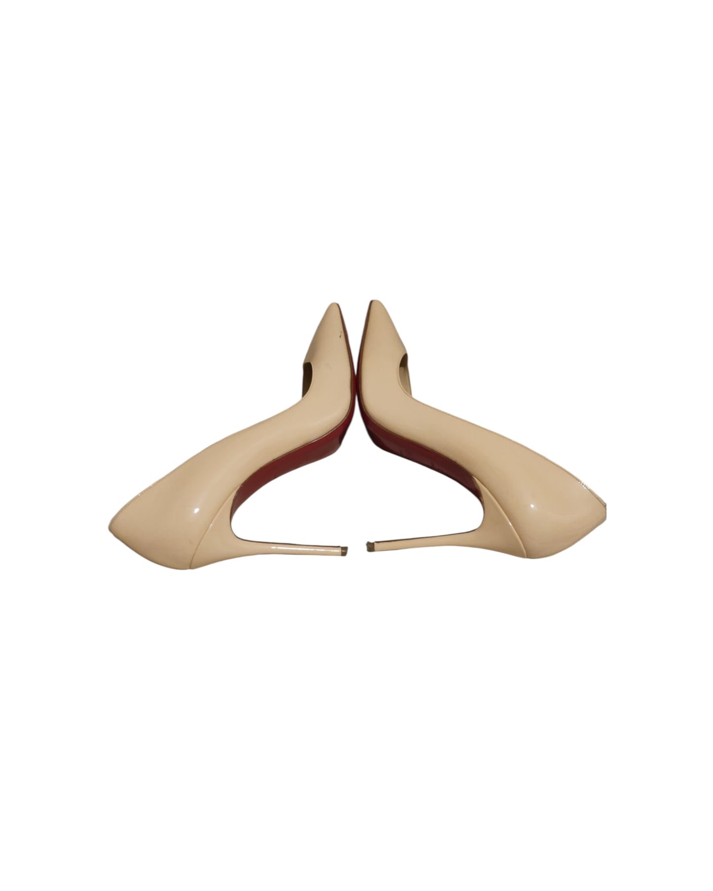 Christian Louboutin Nude Patent Heels | Size 38 - The Luxury Savvy