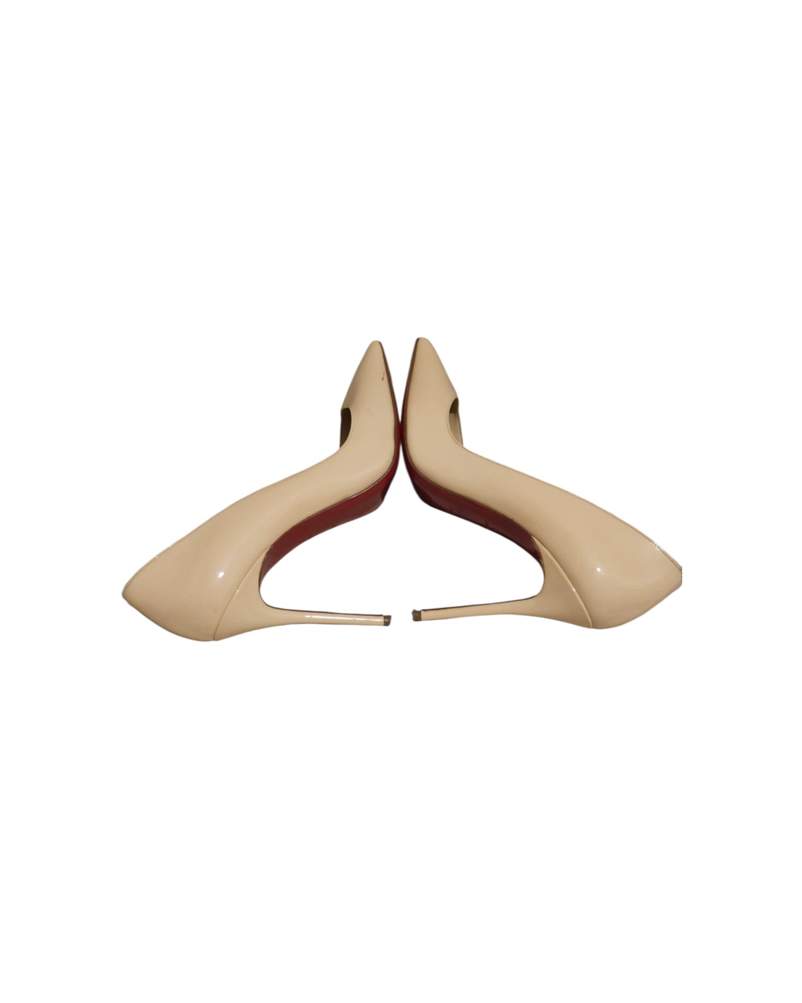 Christian Louboutin Nude Patent Heels | Size 38 - The Luxury Savvy
