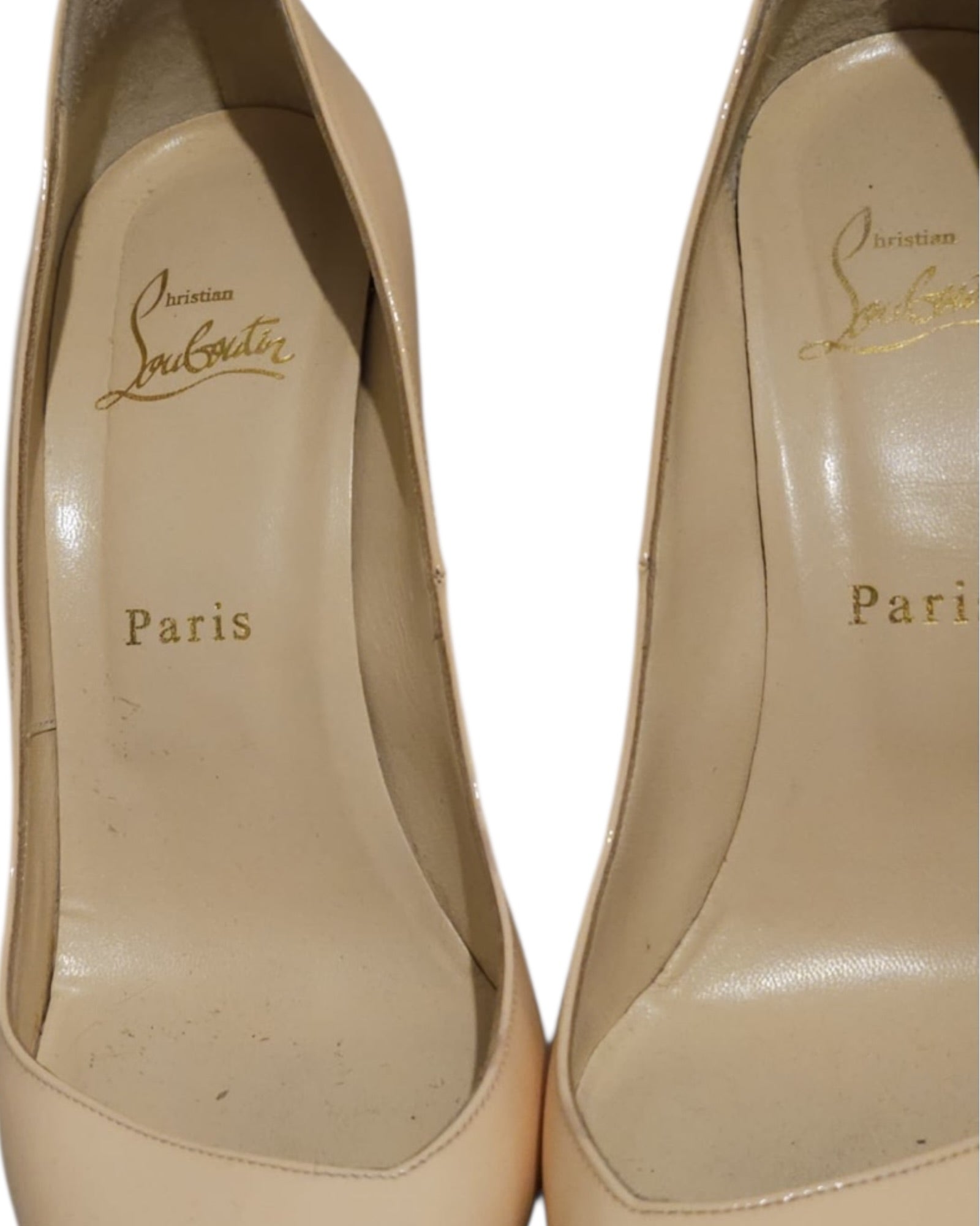 Christian Louboutin Nude Patent Heels | Size 38 - The Luxury Savvy