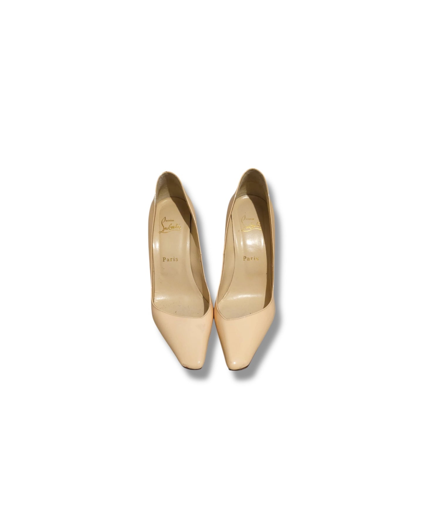 Christian Louboutin Nude Patent Heels | Size 38 - The Luxury Savvy