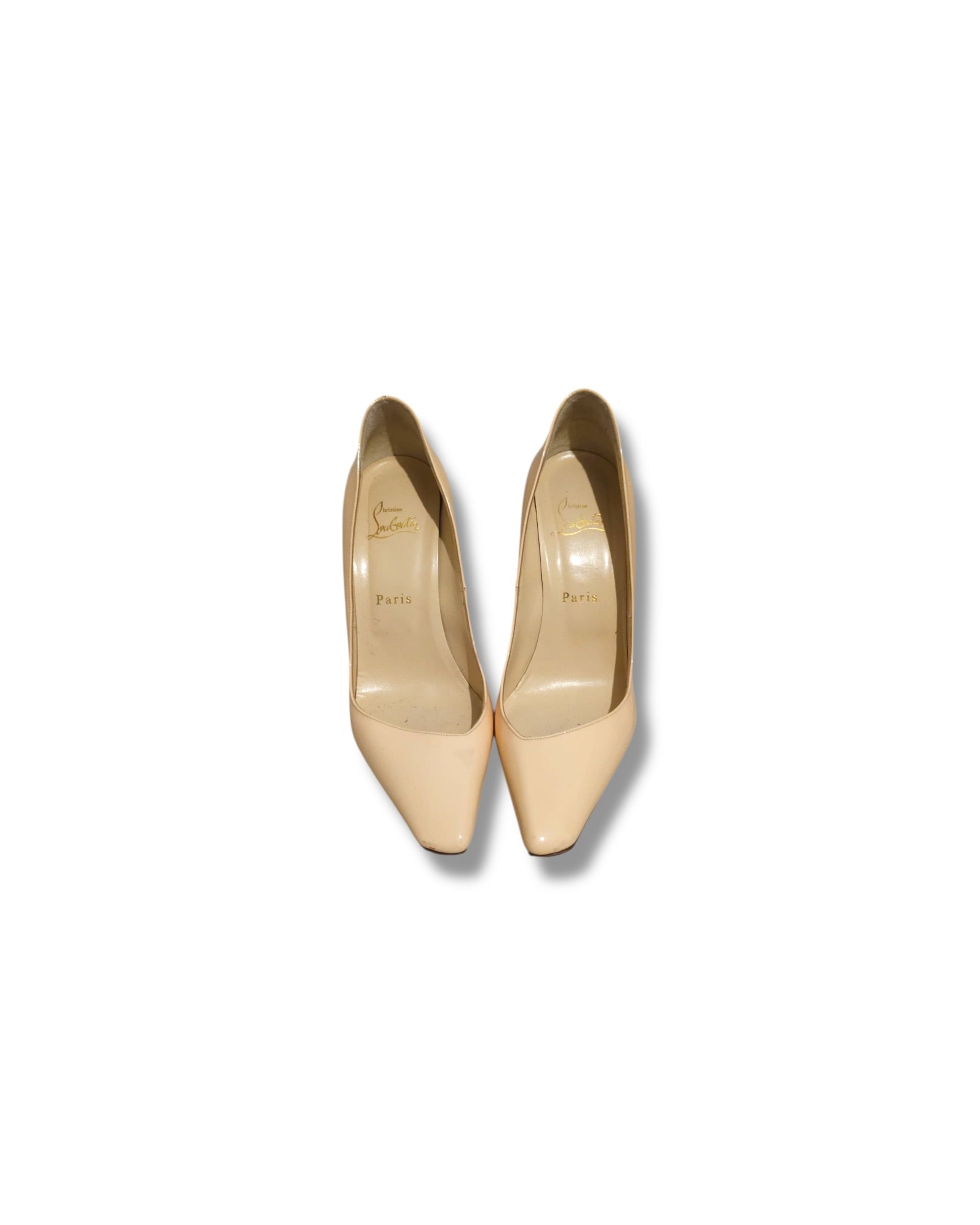 Christian Louboutin Nude Patent Heels | Size 38 - The Luxury Savvy
