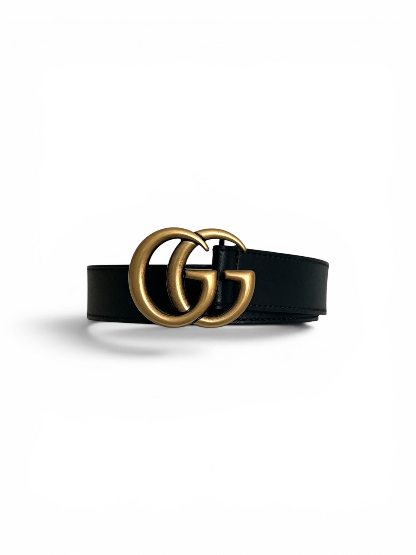 Gucci GG Marmont Leather Belt – Black | Antique Gold