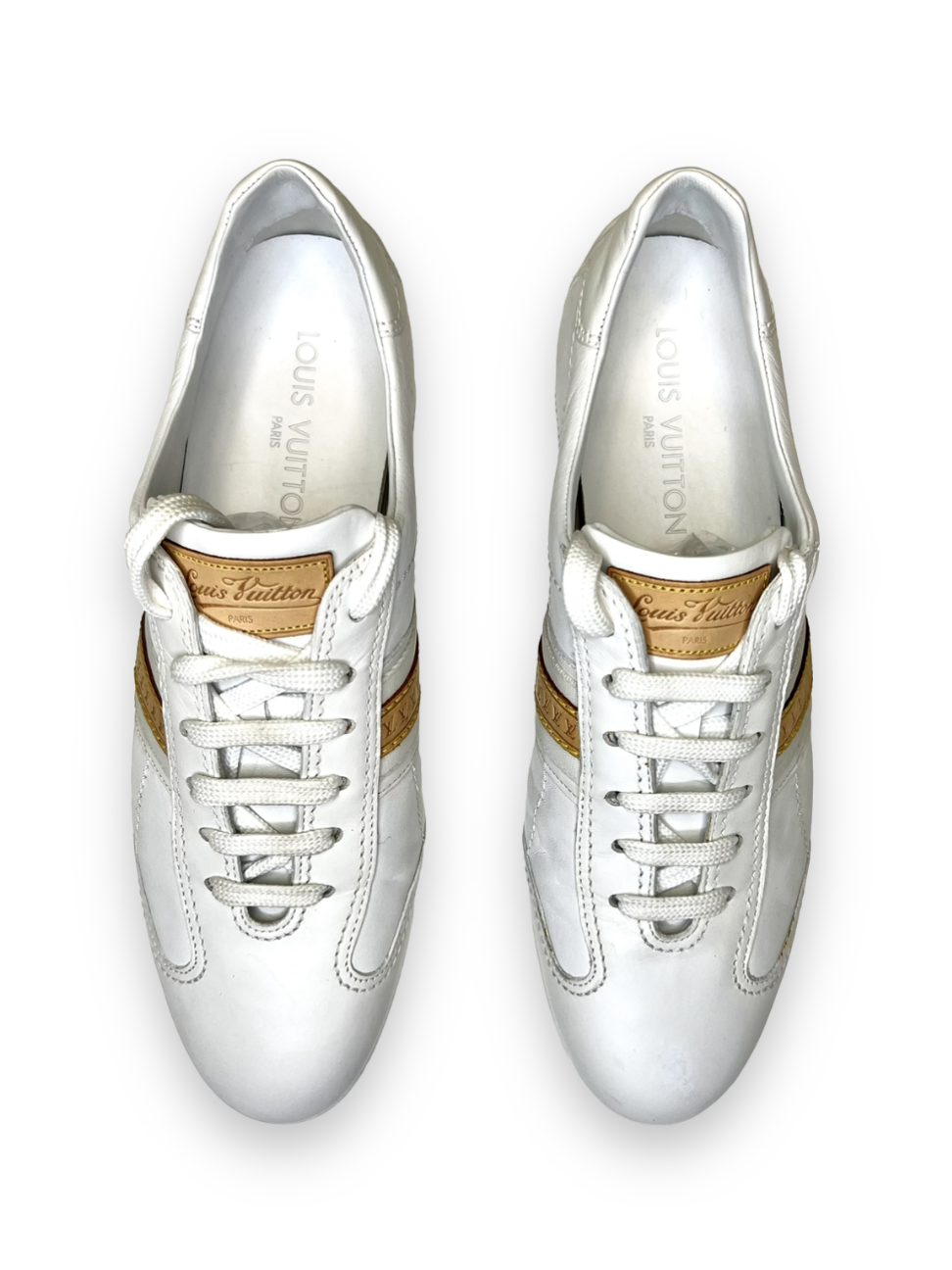 LOUIS VUITTON WHITE ACROBAT LEATHER TRAINERS