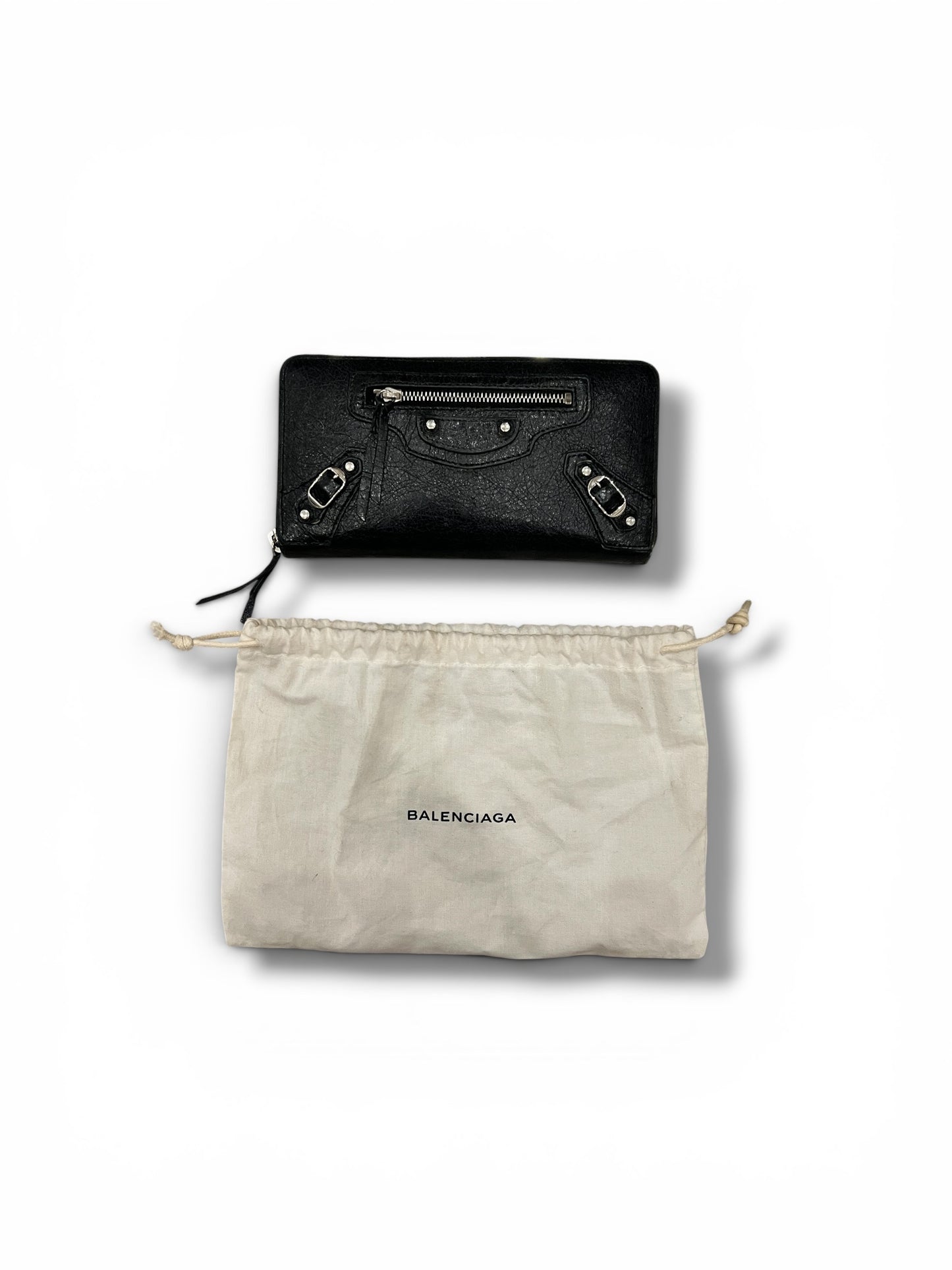 Balenciaga Classic Zip Around Wallet - Black Leather
