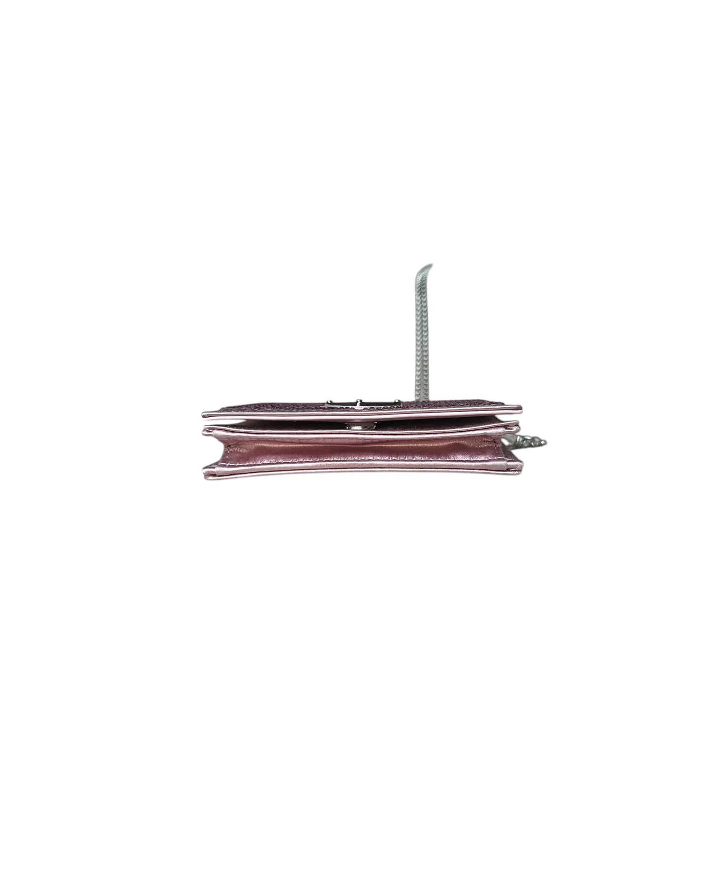 Prada Crystal Flap Card Holder with Chain – Pink