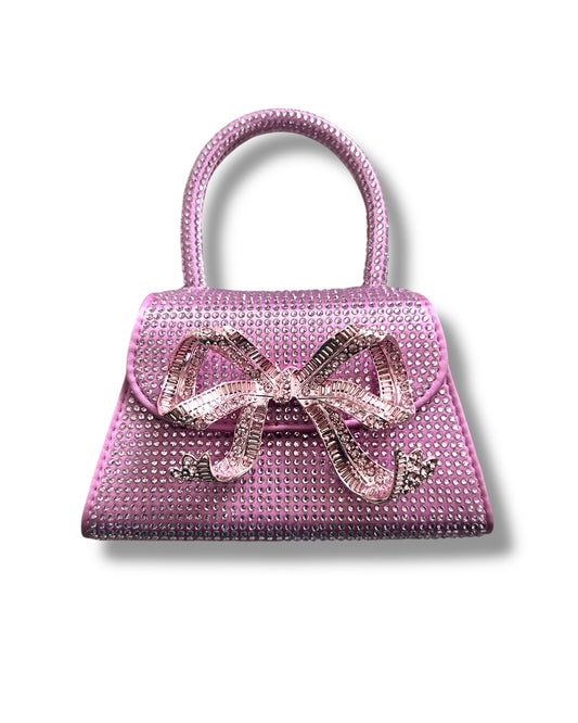 Self-Portrait Micro Bag – Rose Pink Satin with Rhinestone Bow - The Luxury Savvy