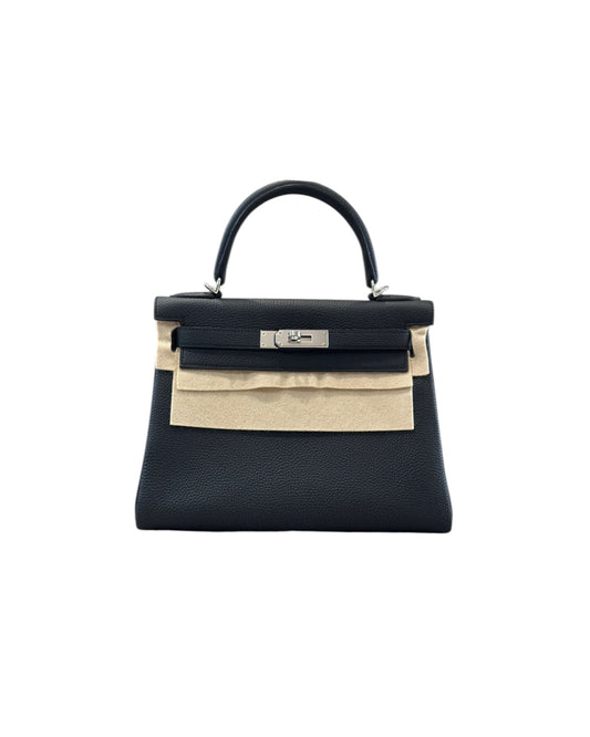 Hermès Kelly 28 Black Togo Leather - Palladium Hardware – Full Set - The Luxury Savvy