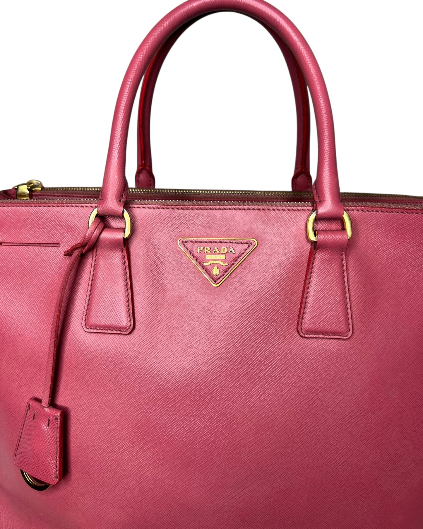 Prada Galleria Large Double Zip Tote Bag – Pink Saffiano Leather - The Luxury Savvy