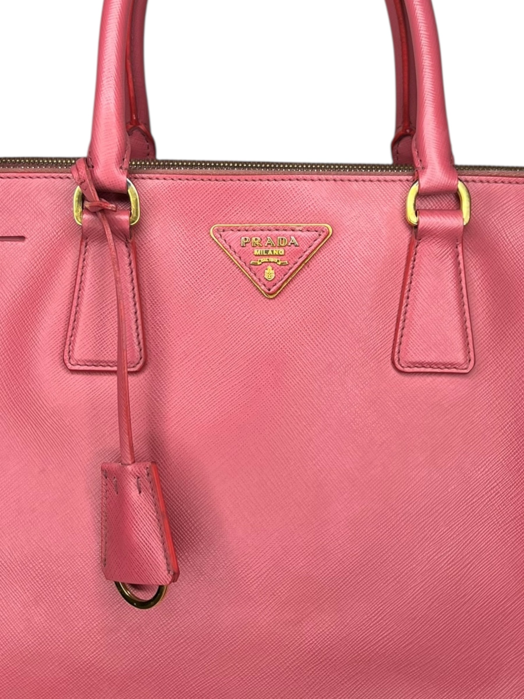 Prada Galleria Large Double Zip Tote Bag – Pink Saffiano Leather - The Luxury Savvy