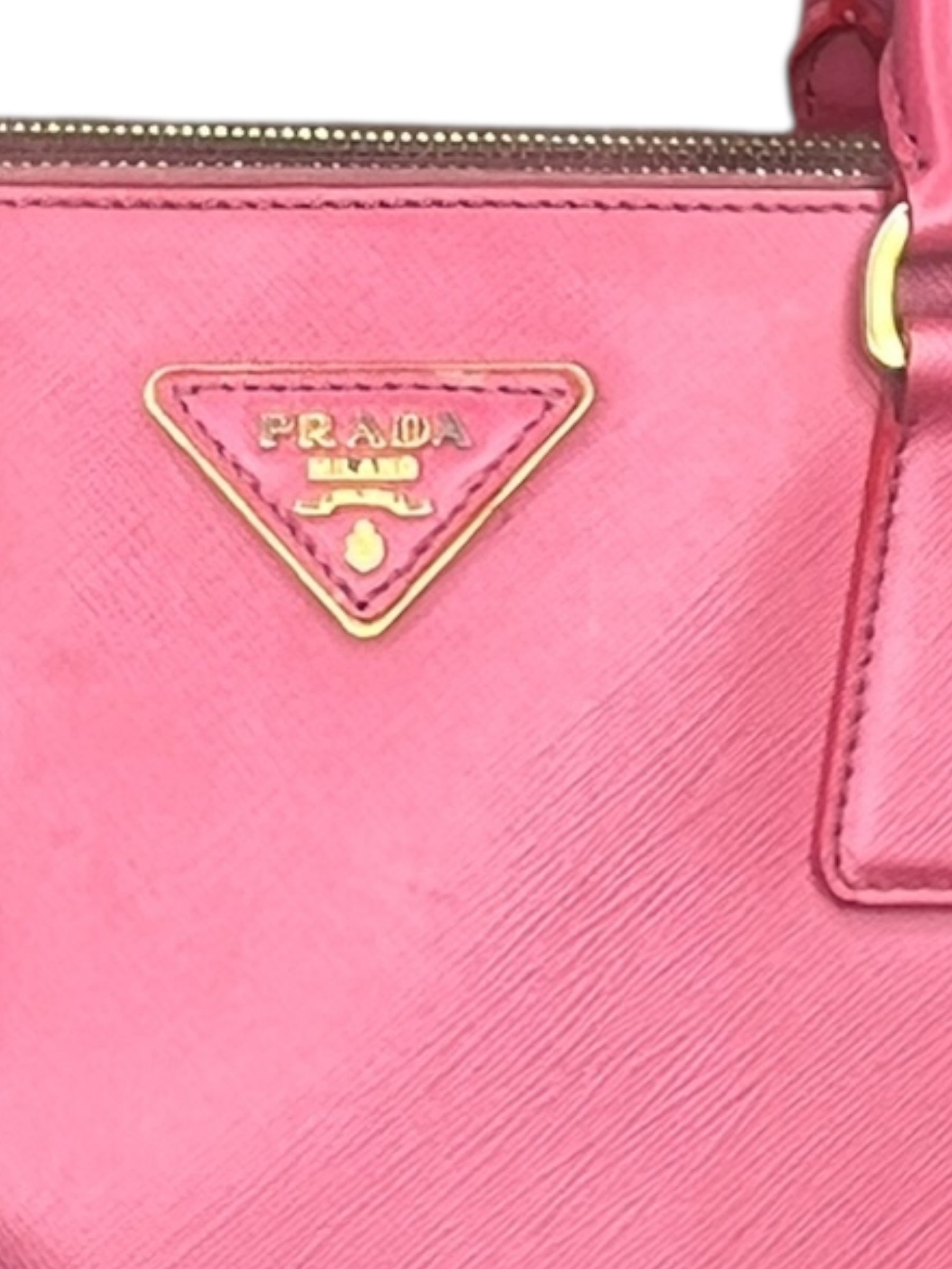 Prada Galleria Large Double Zip Tote Bag – Pink Saffiano Leather - The Luxury Savvy