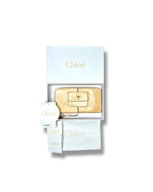 Chloé Continental Wallet – Beige Leather