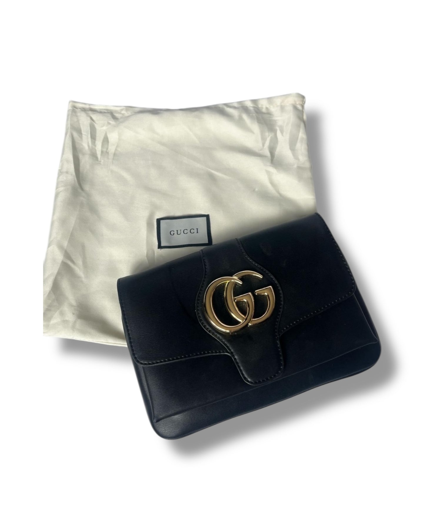 Gucci Arli Shoulder Bag - Black Leather - Gold GG