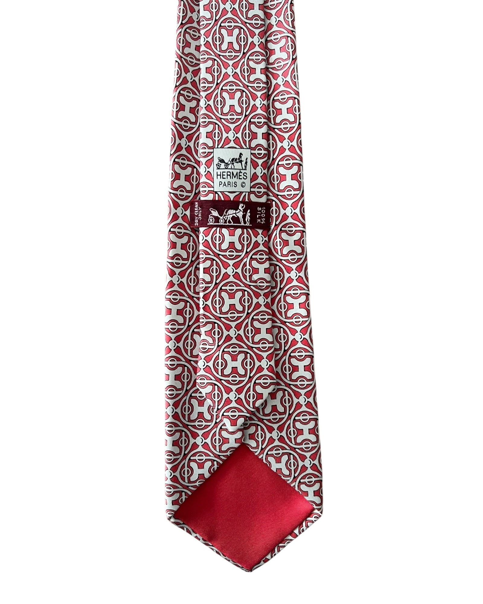 Hermès Men’s Silk Tie with Box – Rare Burgundy Geometric Design - The Luxury Savvy
