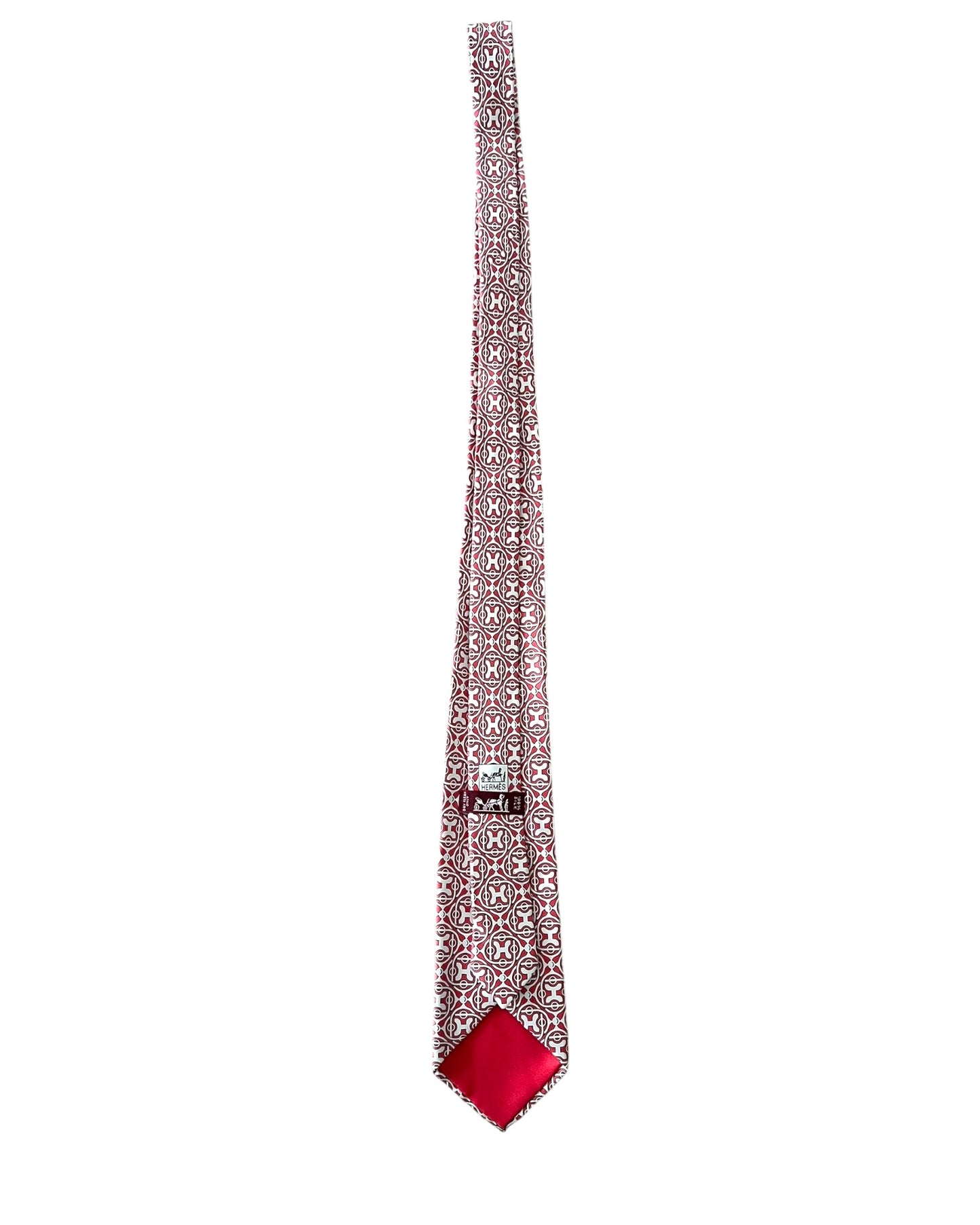 Hermès Men’s Silk Tie with Box – Rare Burgundy Geometric Design - The Luxury Savvy
