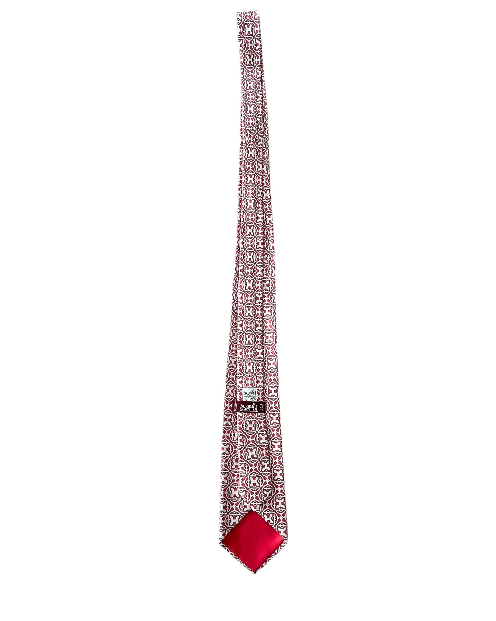 Hermès Men’s Silk Tie with Box – Rare Burgundy Geometric Design - The Luxury Savvy
