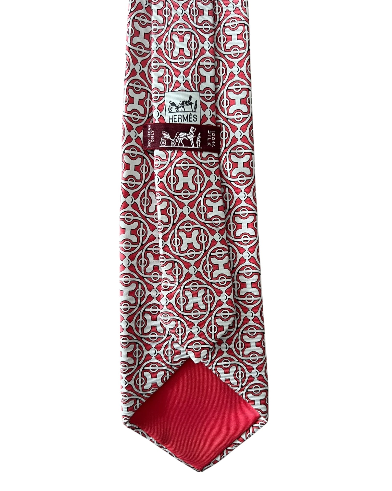 Hermès Men’s Silk Tie with Box – Rare Burgundy Geometric Design - The Luxury Savvy