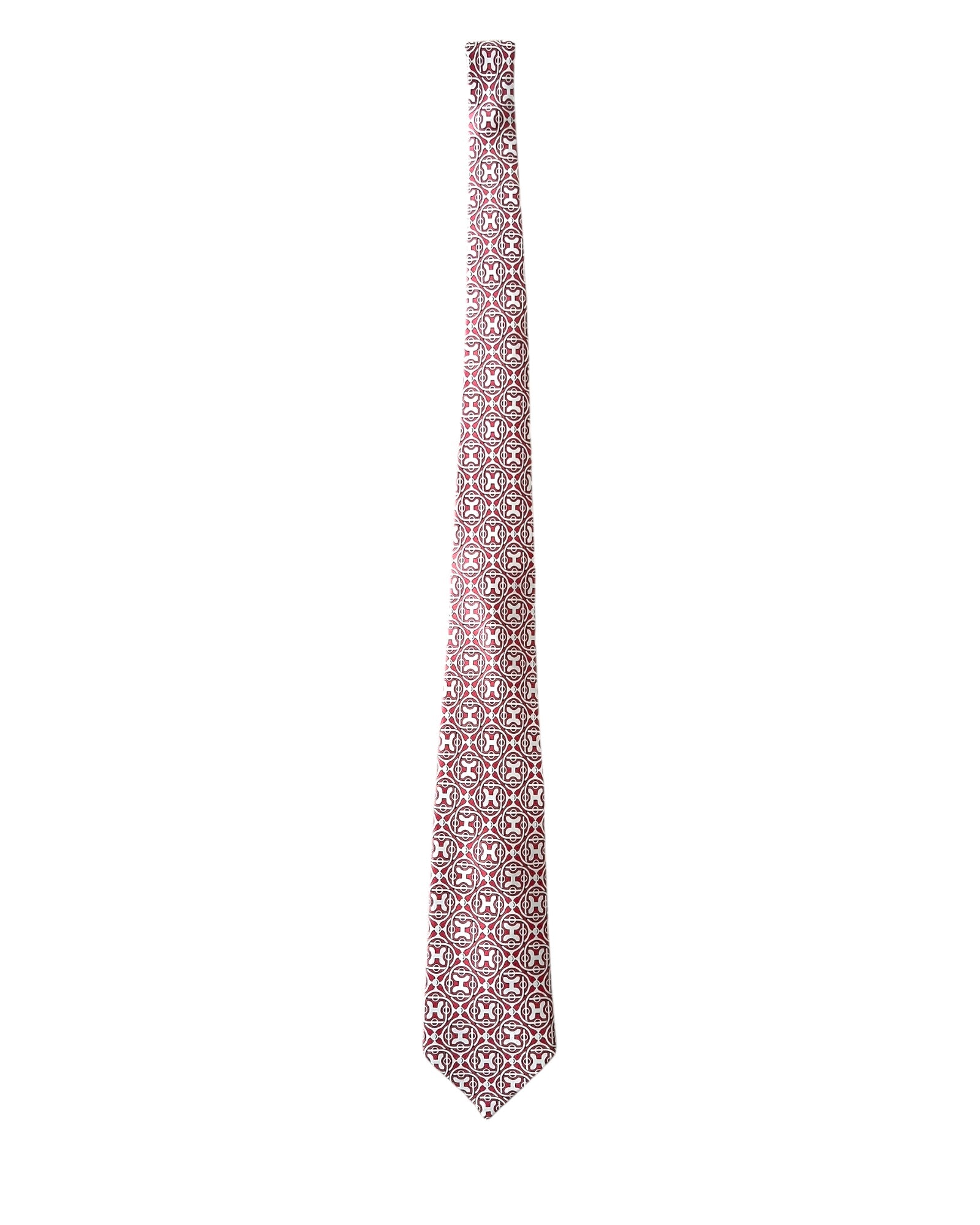 Hermès Men’s Silk Tie with Box – Rare Burgundy Geometric Design - The Luxury Savvy