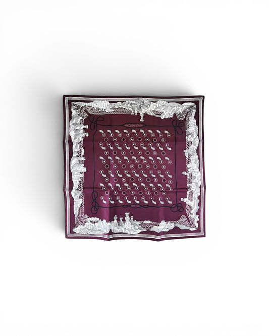 Hermès “Les Canyons Étoilés” Bandana Scarf 55 – Burgundy - The Luxury Savvy