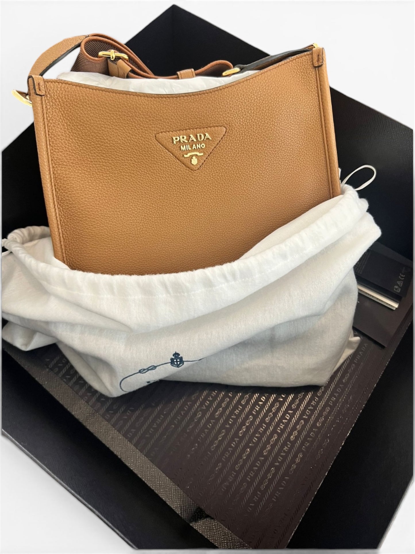 Prada Medium Leather Shoulder Bag - Tan - The Luxury Savvy