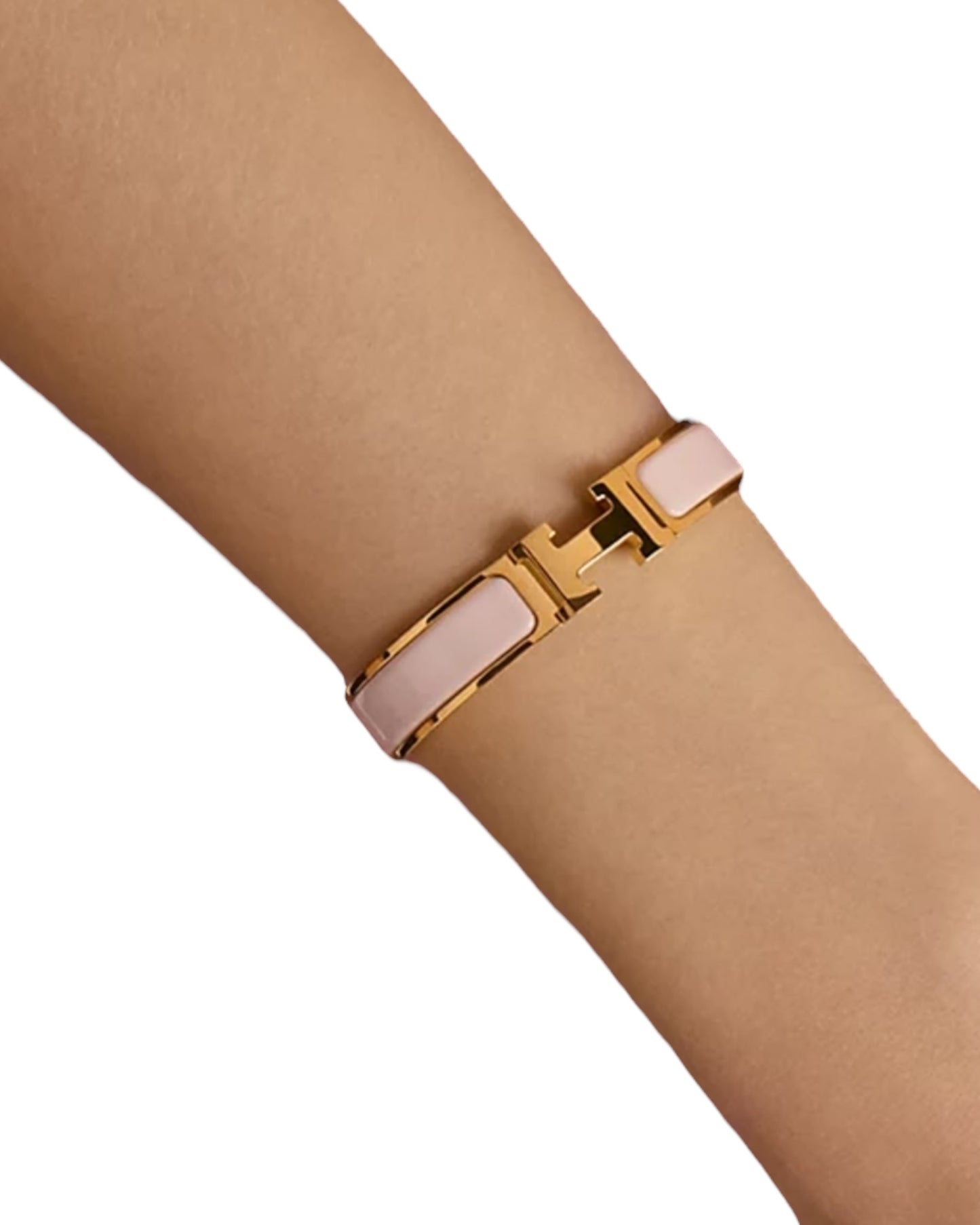 Hermès Clic Clac H Bracelet – Light Pink Enamel and Gold