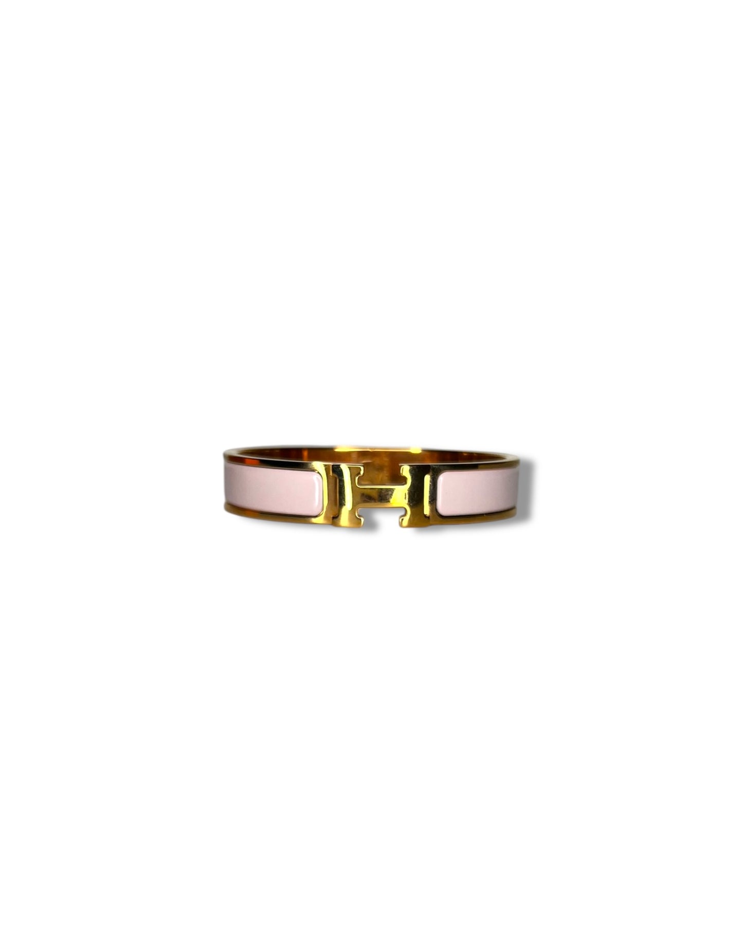 Hermès Clic Clac H Bracelet – Light Pink Enamel and Gold