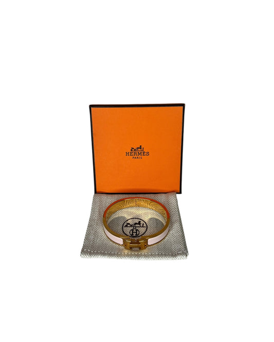 Hermès Clic Clac H Bracelet – Light Pink Enamel and Gold
