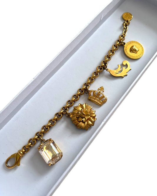 Versace Vintage Charm Bracelet – Gold-Tone Medusa & Iconic Charms