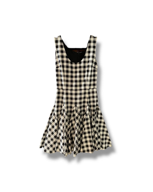Dolce & Gabbana Skater Dress – Black & White Check Print