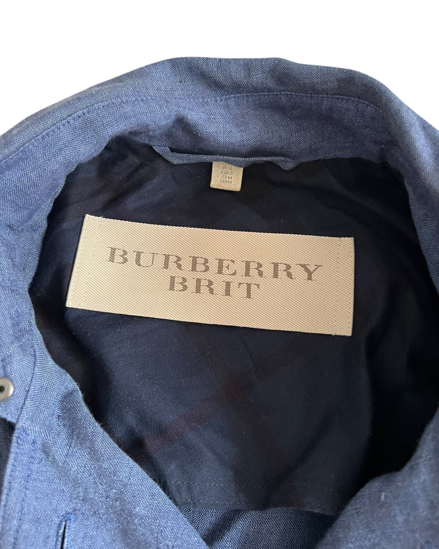 Burberry Brit Blue Linen Trench Coat – UK 12 – Excellent Condition