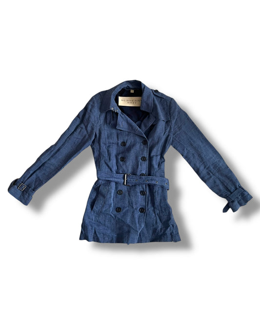 Burberry Brit Blue Linen Trench Coat – UK 12 – Excellent Condition