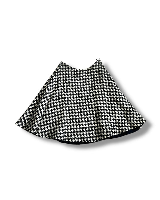 Prada Black & White Houndstooth Wool Midi Skirt – Size 40