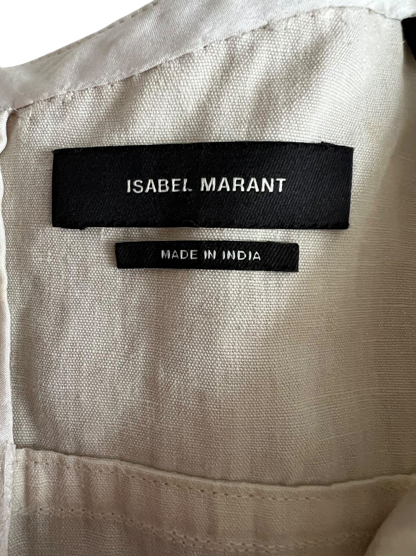 Isabel Marant Ivory Linen Embroidered Dress – Size 38 – Excellent Condition - The Luxury Savvy