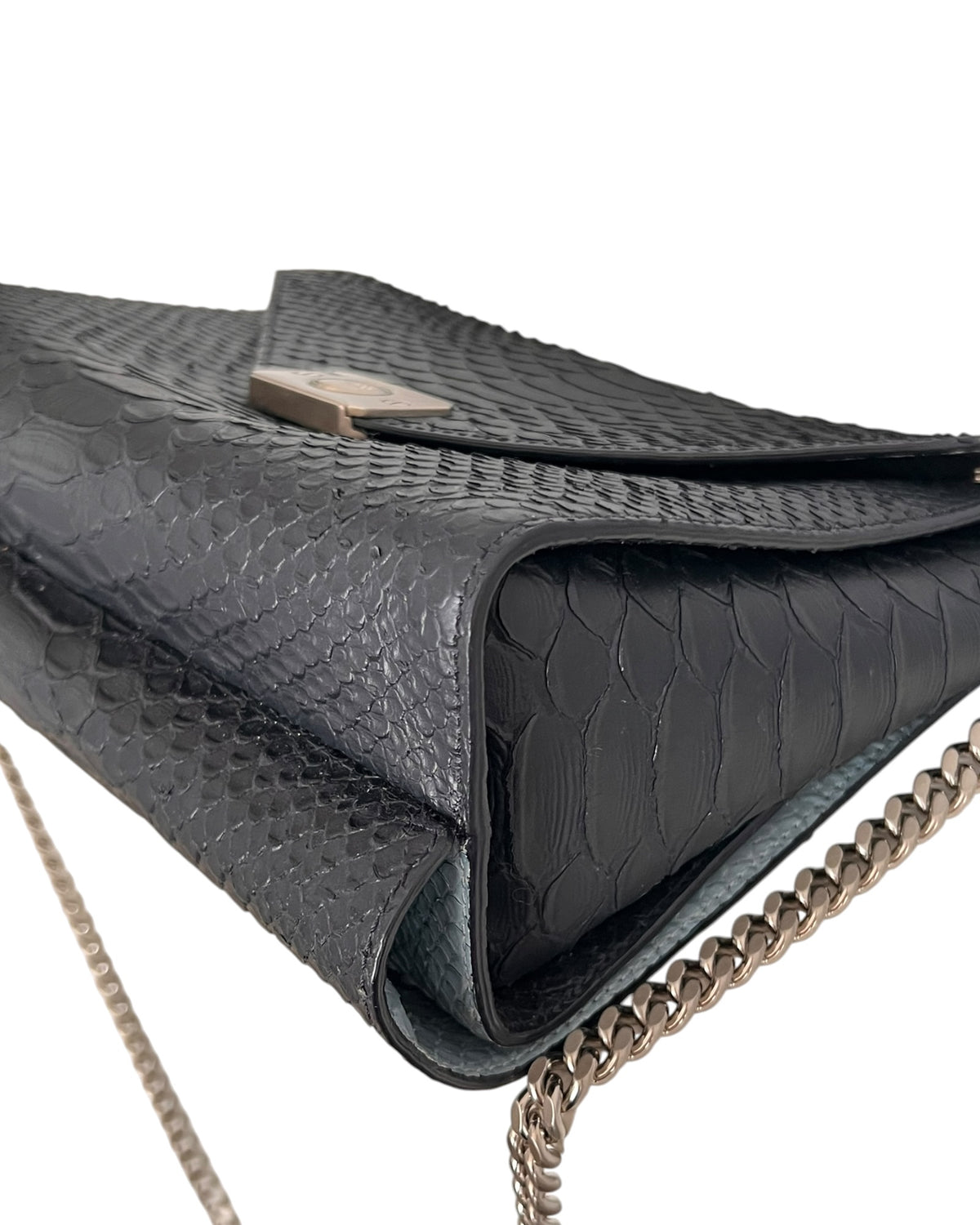 Mulberry Delphine Reversible Shoulder Bag – Midnight Blue &amp; Sky Blue Python-Embossed Leather - The Luxury Savvy
