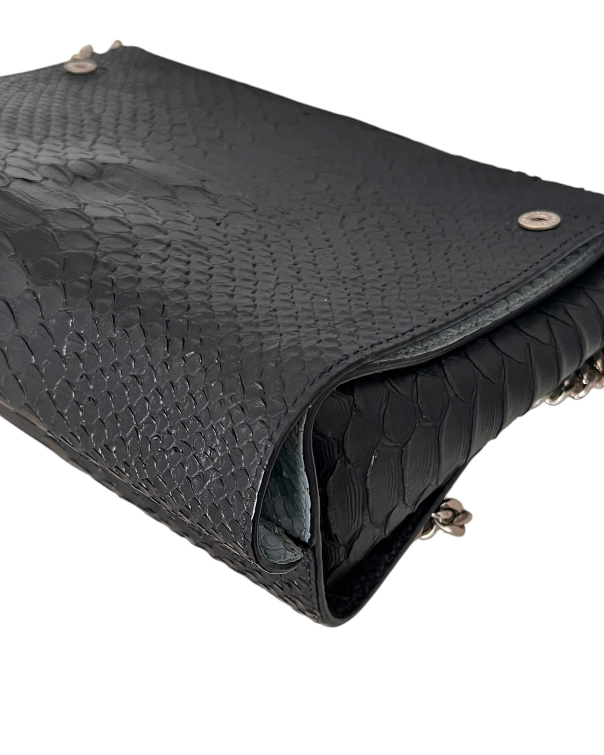 Mulberry Delphine Reversible Shoulder Bag – Midnight Blue &amp; Sky Blue Python-Embossed Leather - The Luxury Savvy