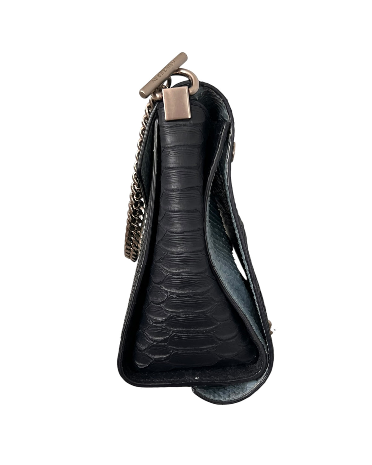 Mulberry Delphine Reversible Shoulder Bag – Midnight Blue &amp; Sky Blue Python-Embossed Leather - The Luxury Savvy